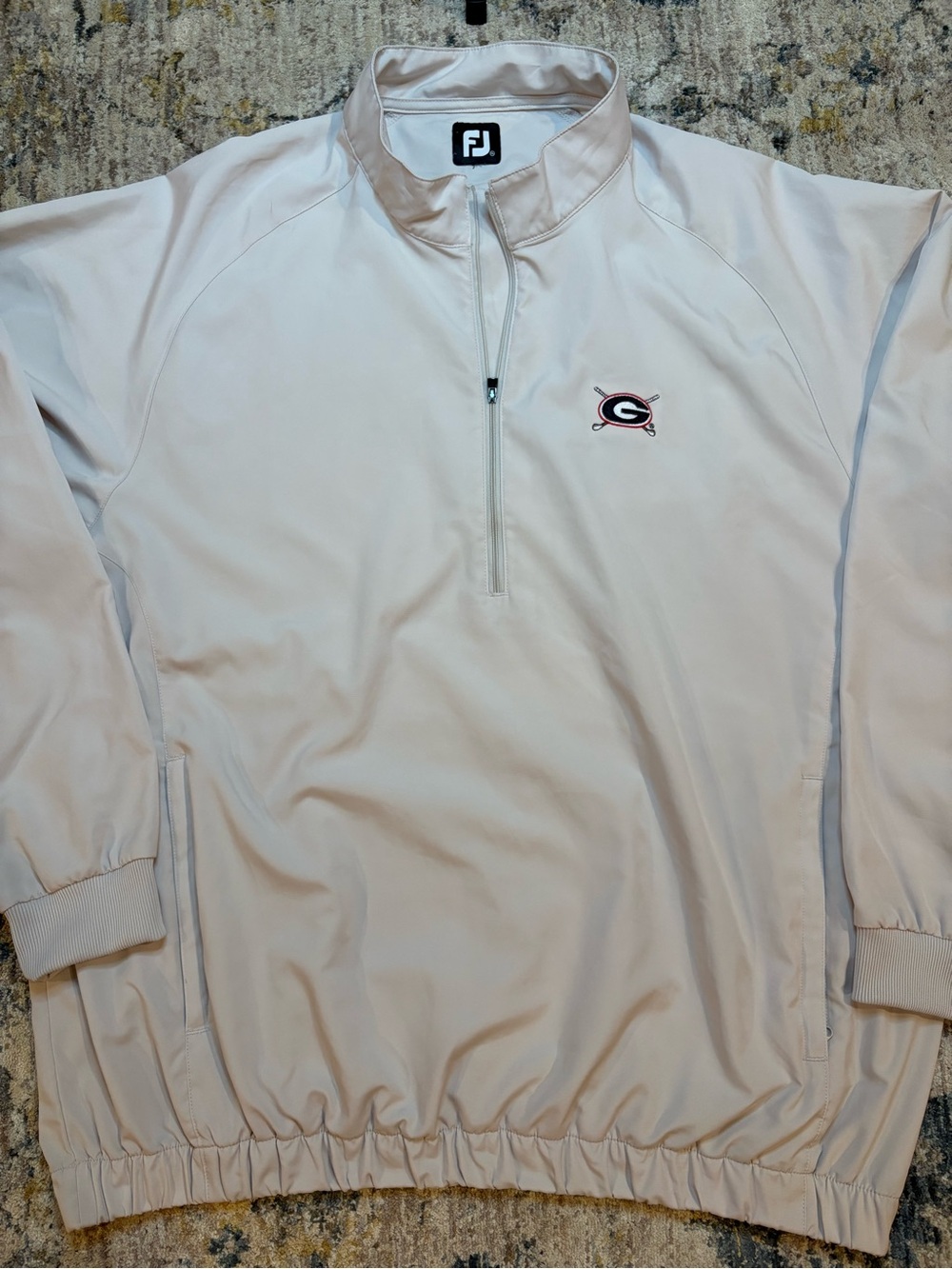 Georgia Bulldogs Footjoy Jacket Khaki Half Zip Pullover Golf Windbreaker Sz XXL